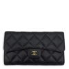 Chanel wallet in black caviar leather with gold hardware